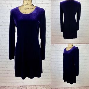 My Michelle Royal Purple Velvet Long Sleeve Dress